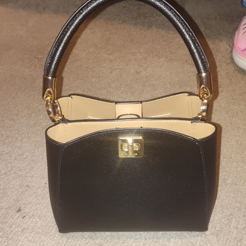 Kate Spade Black and Tan Satchel with Bow Detail